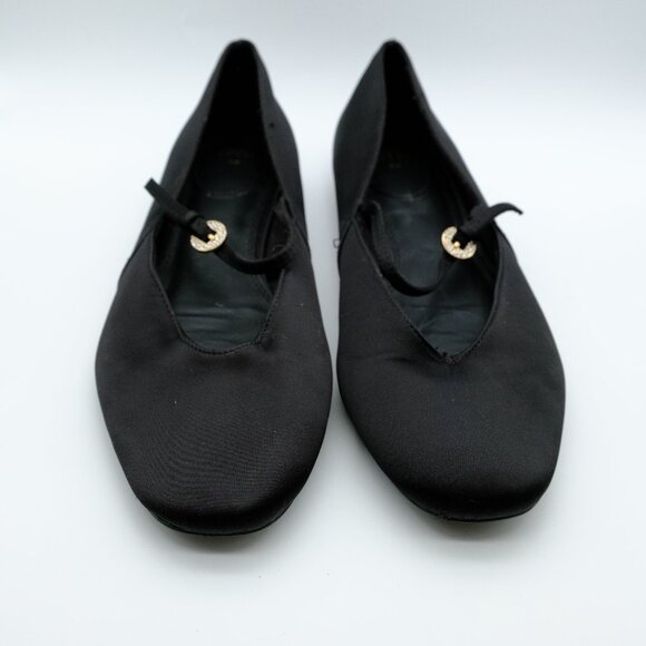 Zara Shoes - Zara black satin ballet flats with rhinestone buckle - 39